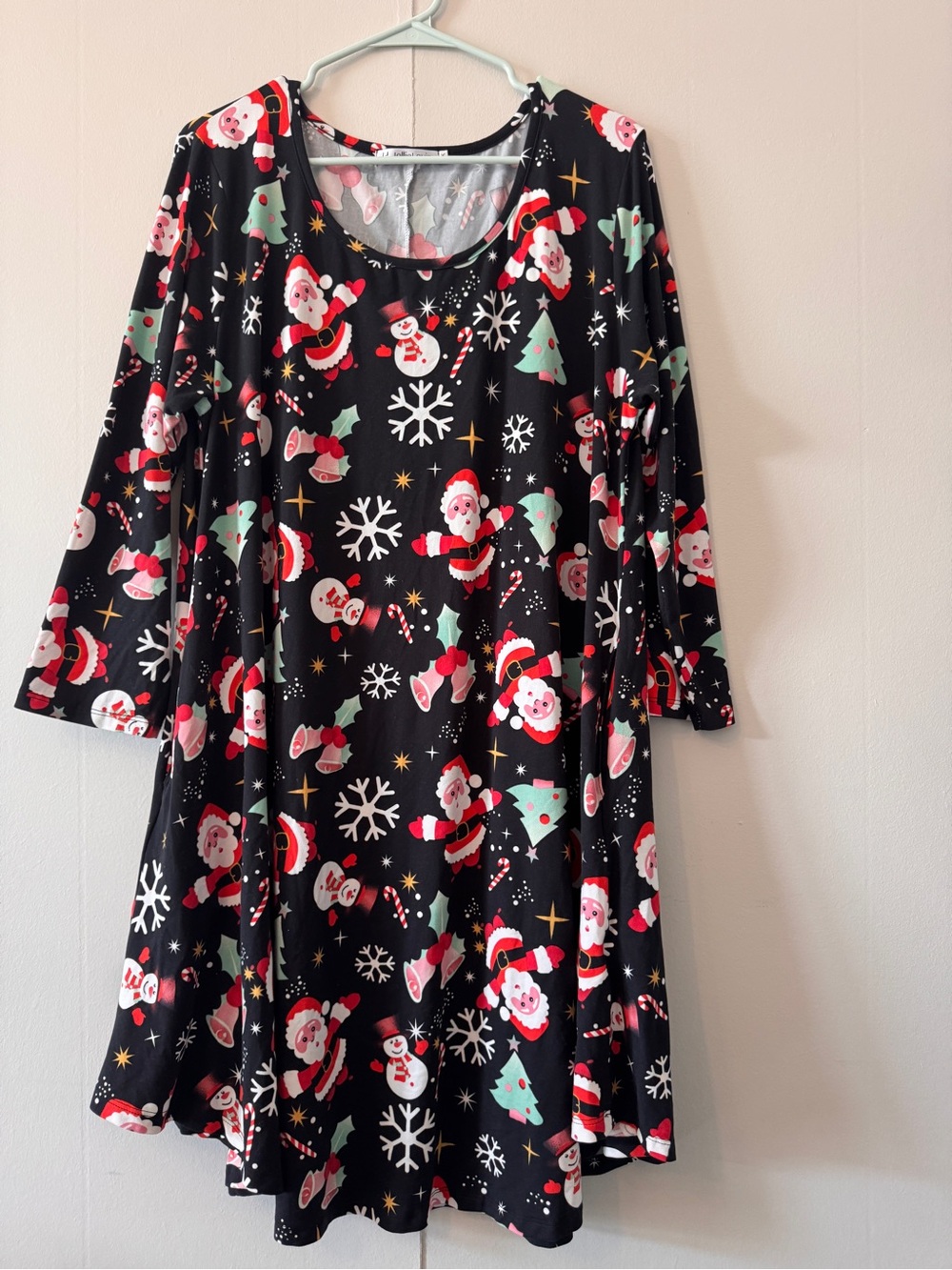 Women’s Christmas Themed Long Sleeve Dress, 3X